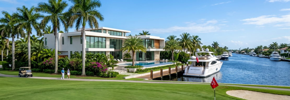 "Realistic view of luxury single-family golf and waterfront estates in the Coral Ridge neighborhood of Fort Lauderdale."